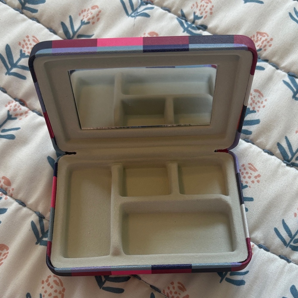 ❤️ Multi-colored Compact Jewelry Box with Mirror + Mystery Ring Gift!